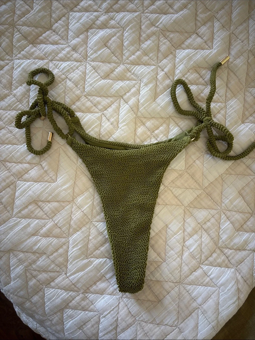 Monday Swimwear Hanalei Bottom- vivid moss crinkle